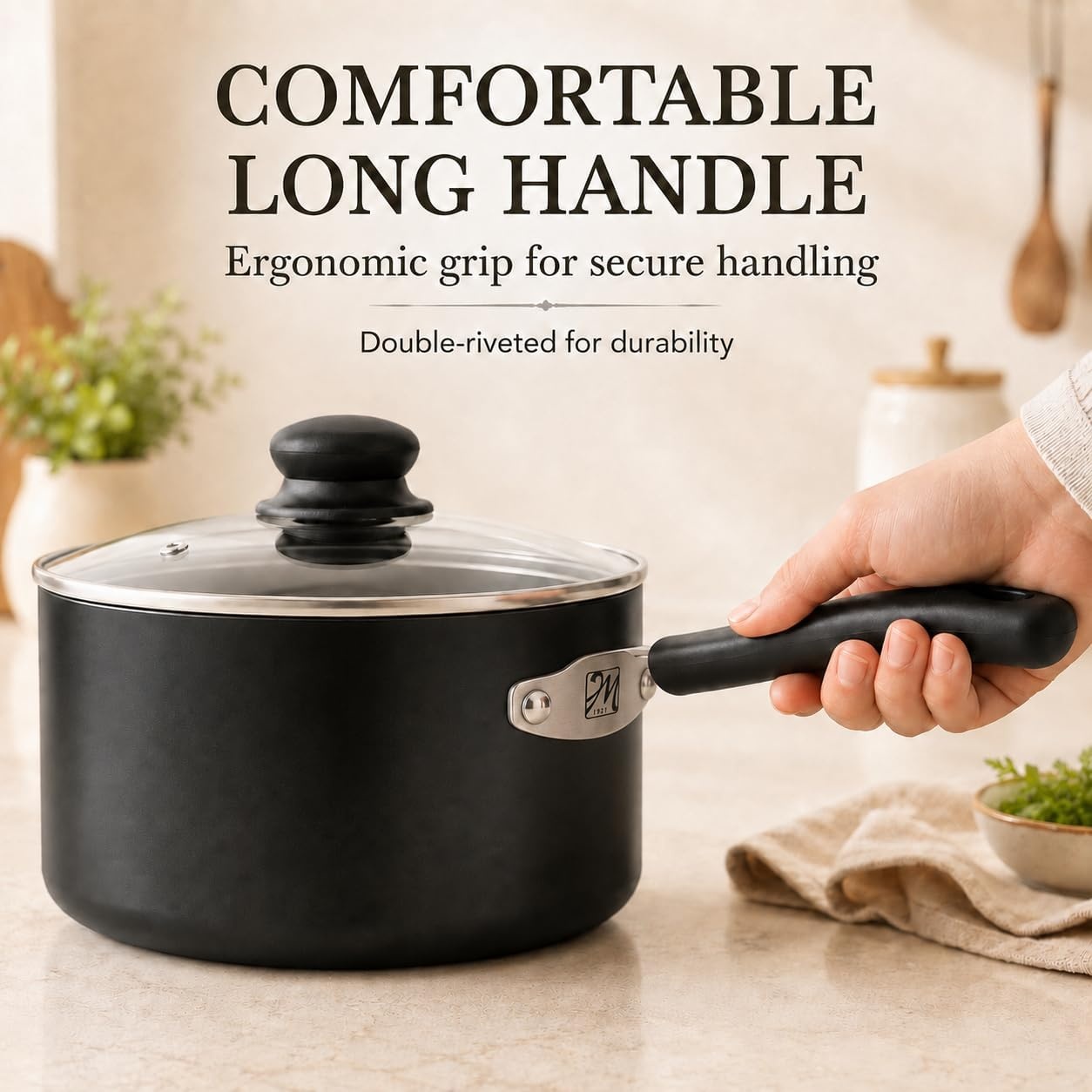 image:imageMICHELANGELO Nonstick Saucepan with Lid Ceramic Sauce Pan Sets Easy to Clean Sauce Pans MultiPurpose Cooking Pots 1QT amp 2QT amp 3QT WhiteBlack