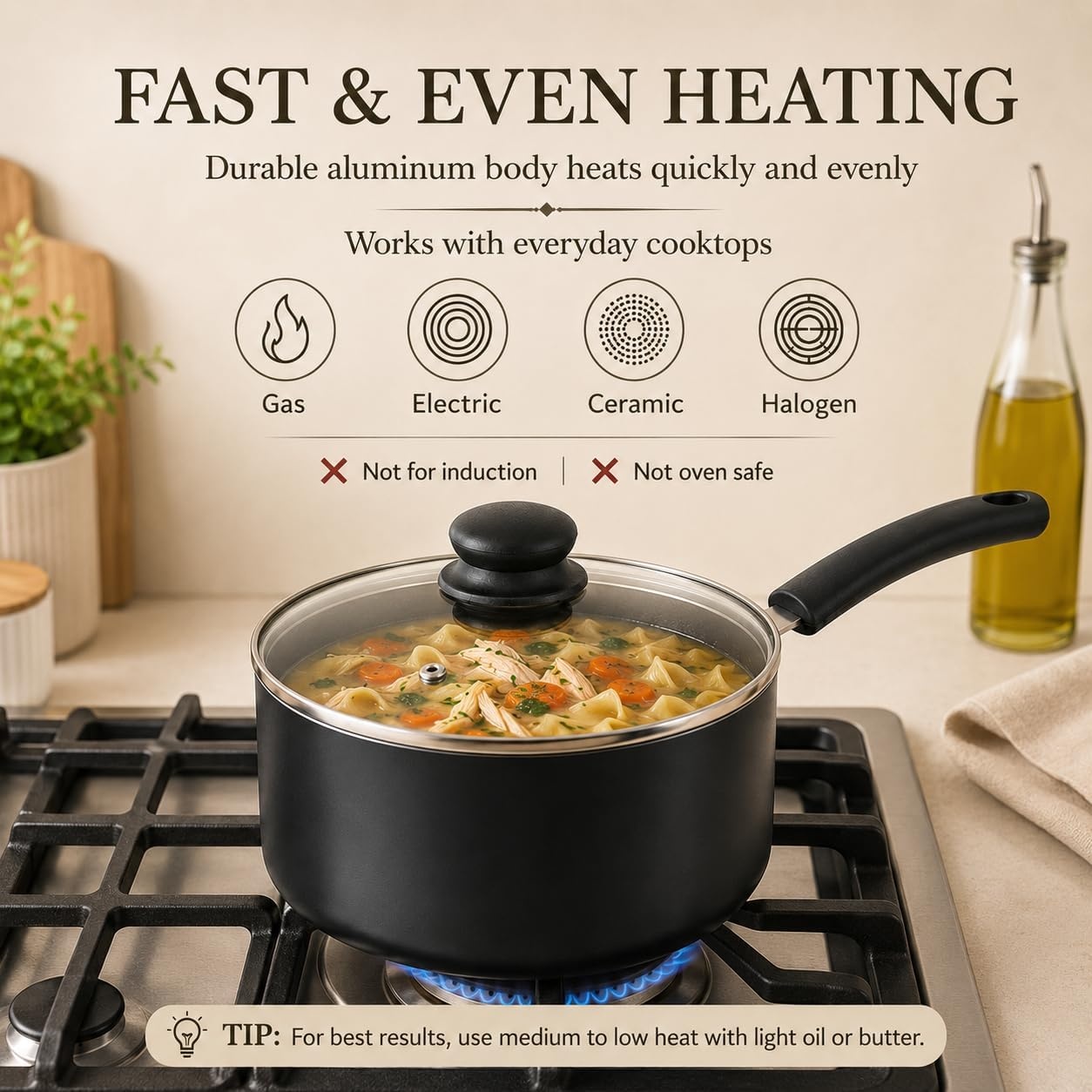 image:imageMICHELANGELO Nonstick Saucepan with Lid Ceramic Sauce Pan Sets Easy to Clean Sauce Pans MultiPurpose Cooking Pots 1QT amp 2QT amp 3QT WhiteBlack