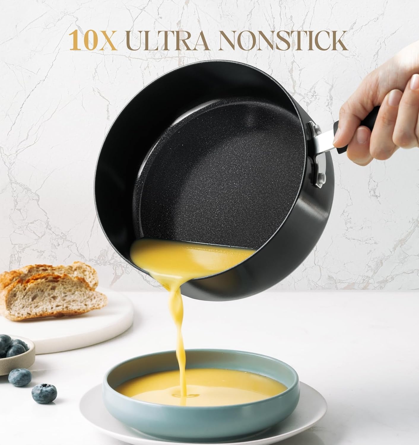 image:imageMICHELANGELO Nonstick Saucepan with Lid Ceramic Sauce Pan Sets Easy to Clean Sauce Pans MultiPurpose Cooking Pots 1QT amp 2QT amp 3QT WhiteSilver