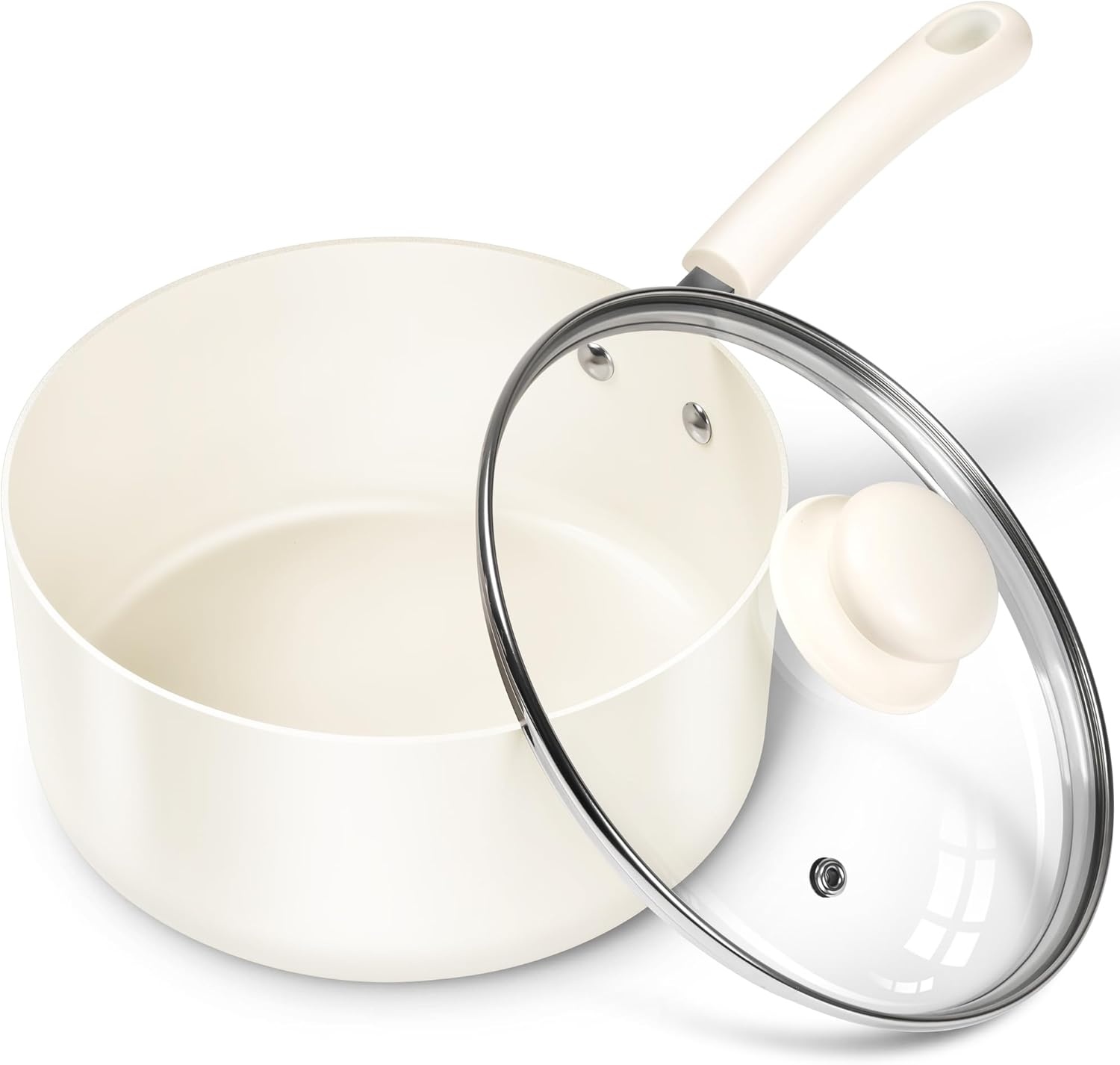 image:imageMICHELANGELO Nonstick Saucepan with Lid Ceramic Sauce Pan Sets Easy to Clean Sauce Pans MultiPurpose Cooking Pots 1QT amp 2QT amp 3QT WhiteWhite