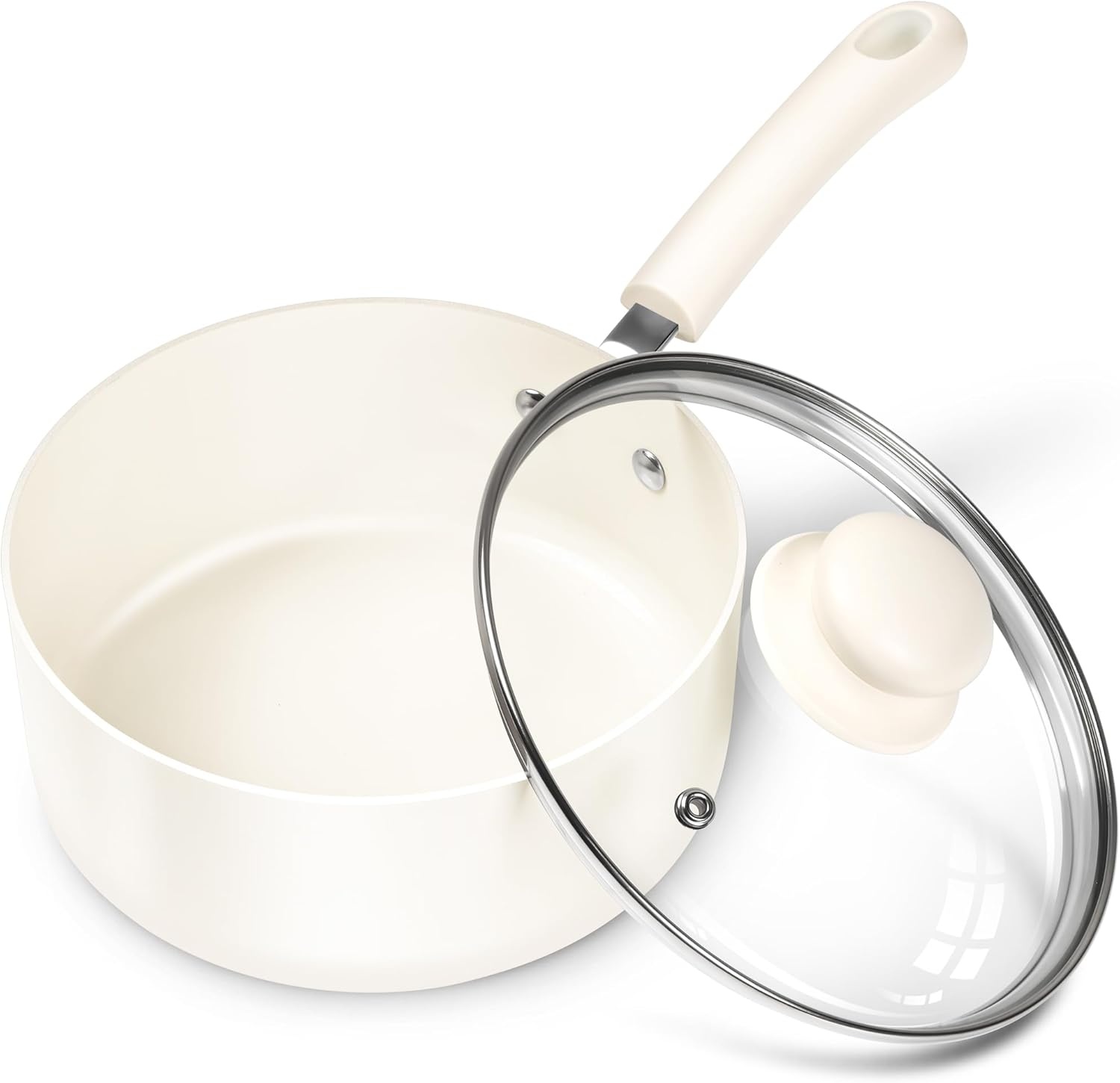 image:imageMICHELANGELO Nonstick Saucepan with Lid Ceramic Sauce Pan Sets Easy to Clean Sauce Pans MultiPurpose Cooking Pots 1QT amp 2QT amp 3QT WhiteWhite
