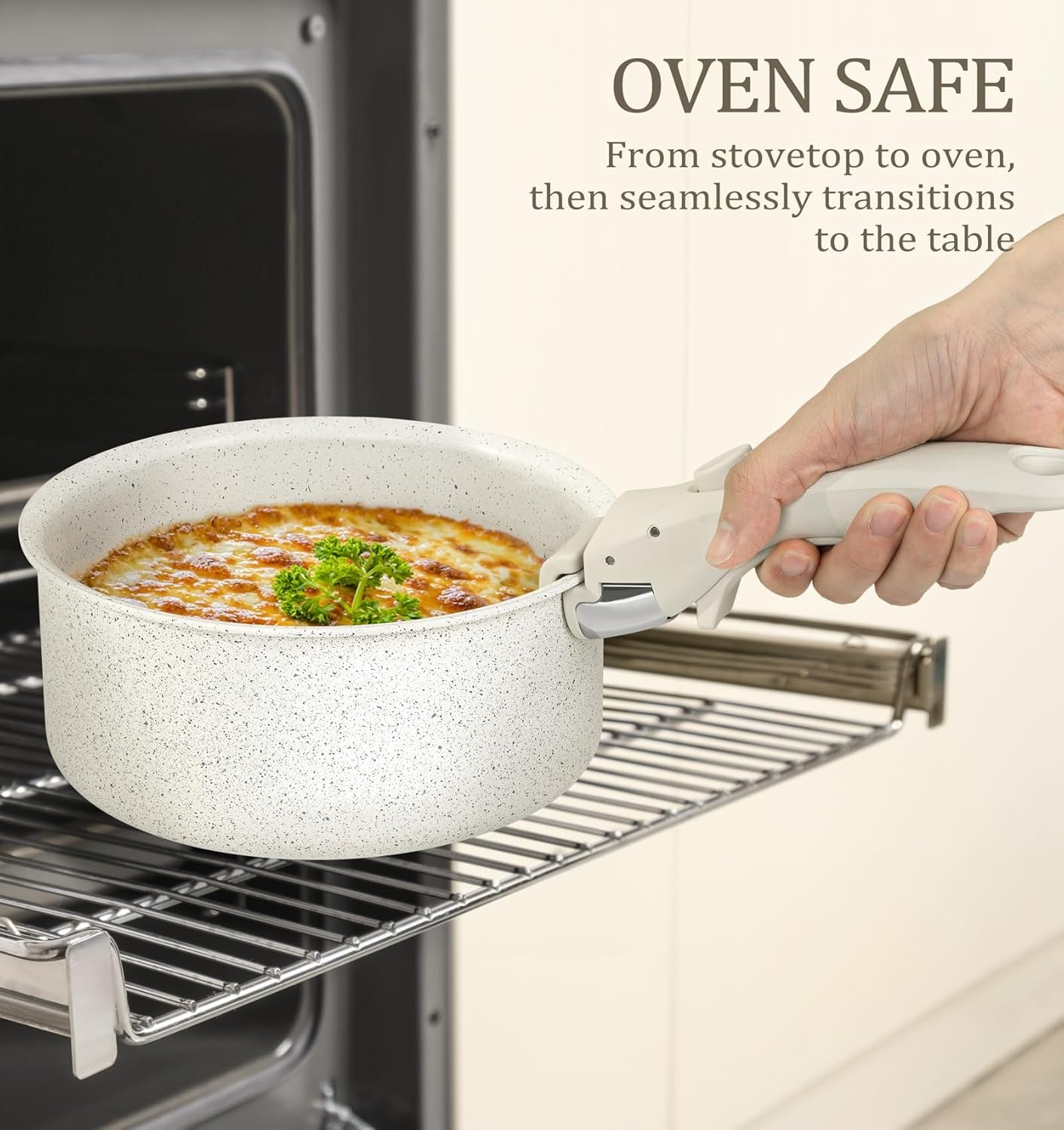 image:imageMICHELANGELO Sauce Pan Set Nonstick 1Qt amp 2 Qt amp 3Qt Pots with Removable Handles Non Toxic Saucepan Set with Detachable Handle Stackable Pot Set for RV Camping Oven Safe 6 Piece