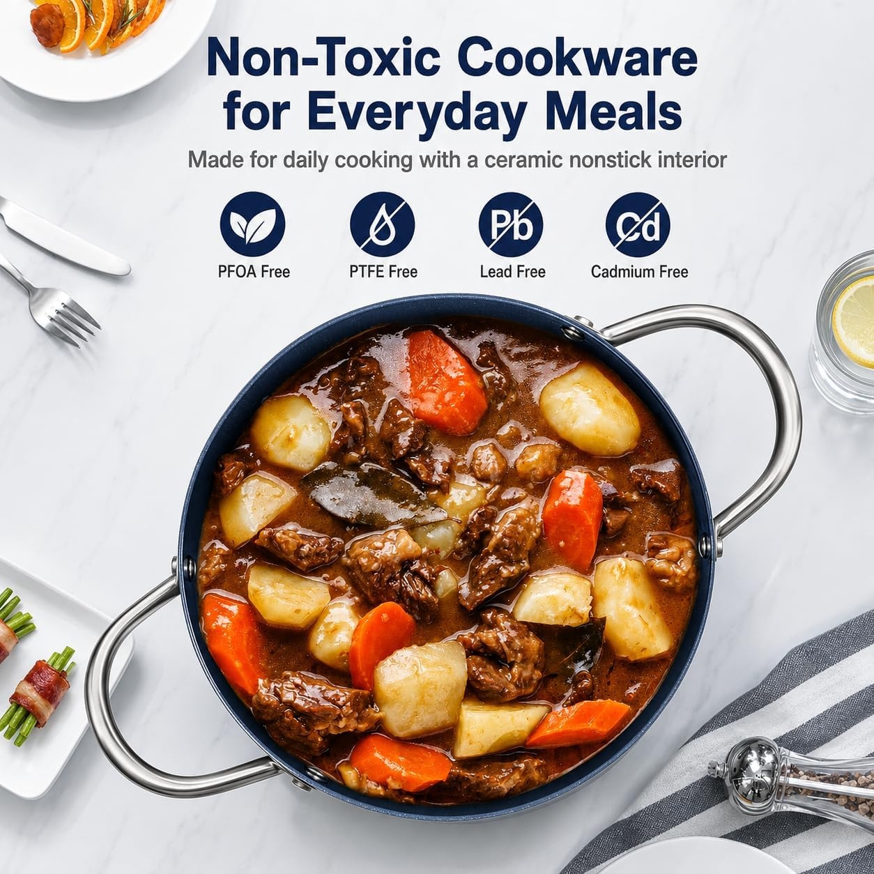 image:imageMICHELANGELO Stock Pot with Lid Nonstick Cooking Pot 6 Quart Soup Pot with Lid Non Stick Pots with Stainless Steel Handle Induction Compatible BlackBlue