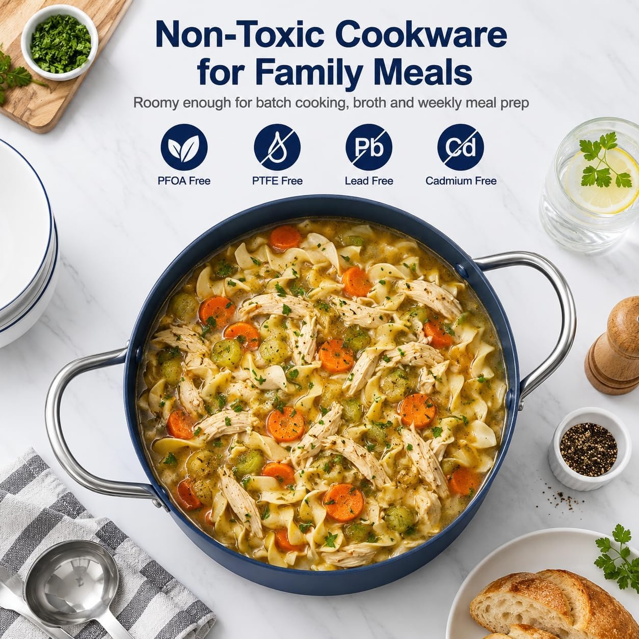 image:imageMICHELANGELO Stock Pot with Lid Nonstick Cooking Pot 6 Quart Soup Pot with Lid Non Stick Pots with Stainless Steel Handle Induction Compatible BlackBlue