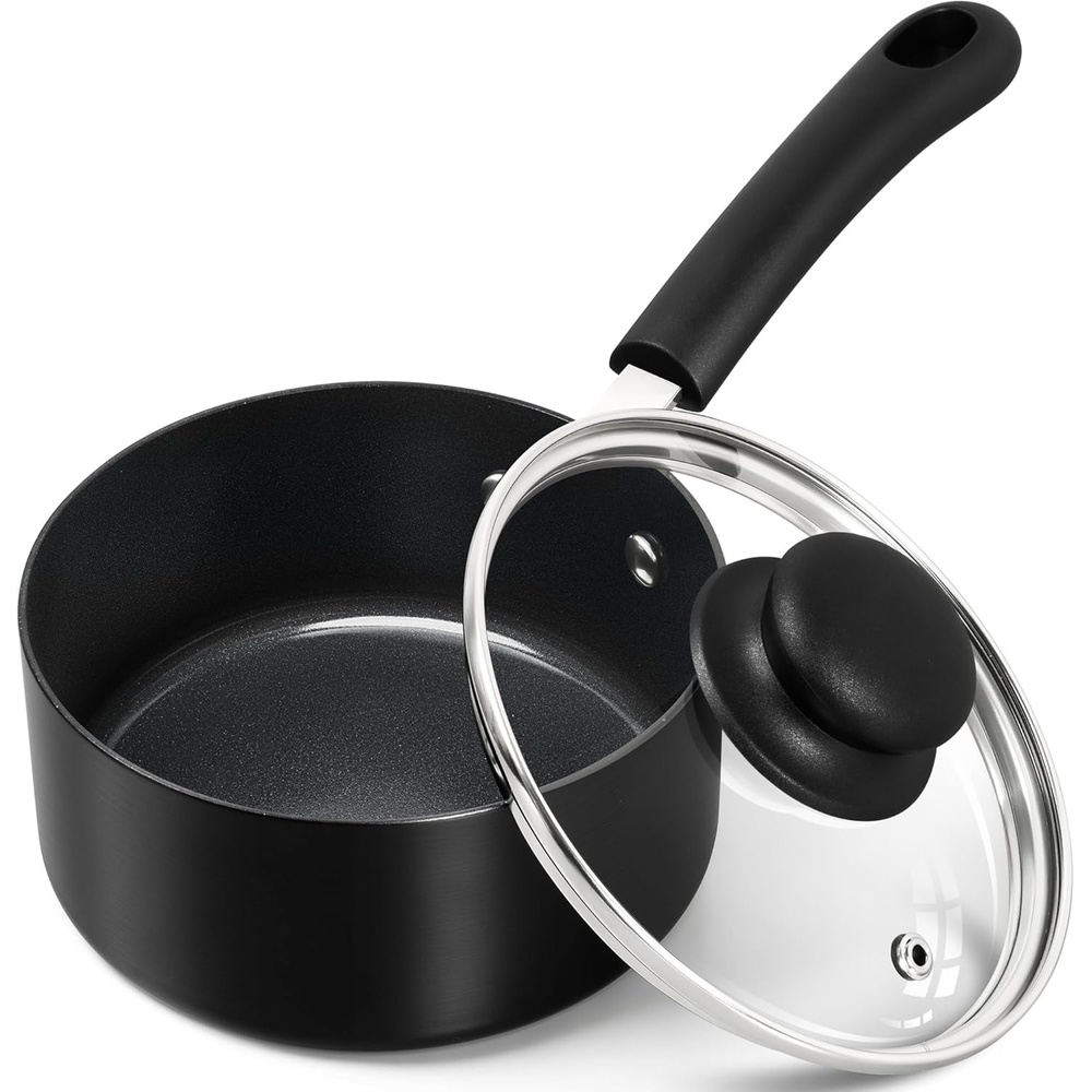 image:imageMICHELANGELO Nonstick Saucepan with Lid Ceramic Sauce Pan Sets Easy to Clean Sauce Pans MultiPurpose Cooking Pots 1QT amp 2QT amp 3QT WhiteBlack