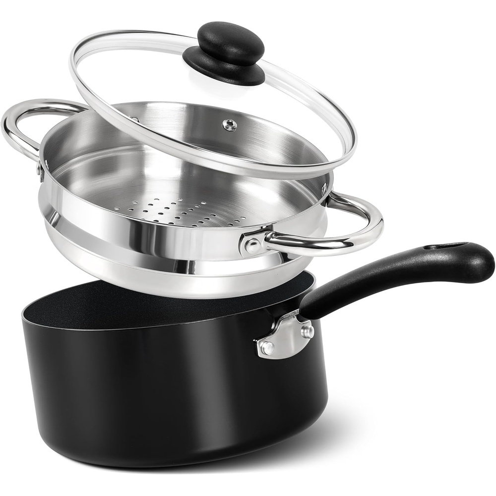image:imageMICHELANGELO Nonstick Saucepan with Lid Ceramic Sauce Pan Sets Easy to Clean Sauce Pans MultiPurpose Cooking Pots 1QT amp 2QT amp 3QT WhiteSilver