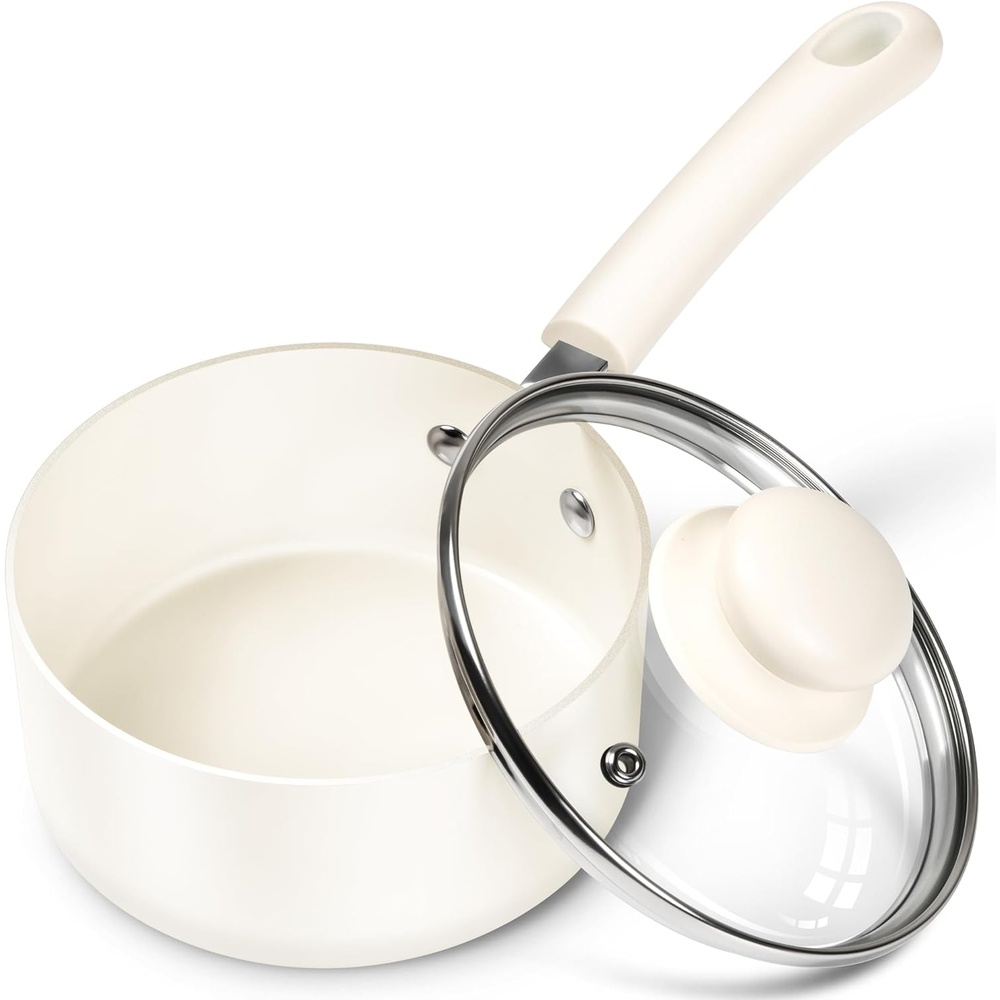 image:imageMICHELANGELO Nonstick Saucepan with Lid Ceramic Sauce Pan Sets Easy to Clean Sauce Pans MultiPurpose Cooking Pots 1QT amp 2QT amp 3QT WhiteWhite
