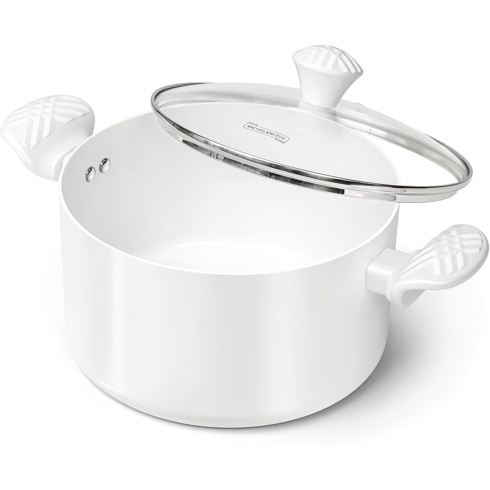 image:imageMICHELANGELO Stock Pot with Lid 6 Quart Soup Pot with Lid Nonstick Ceramic Cooking Pot with StayCool Handle Induction Compatible 6QT BlackWhite