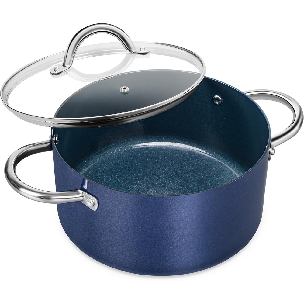 image:imageMICHELANGELO Stock Pot with Lid Nonstick Cooking Pot 6 Quart Soup Pot with Lid Non Stick Pots with Stainless Steel Handle Induction Compatible BlackBlue