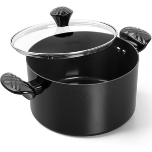 image:imageMICHELANGELO Stock Pot with Lid 6 Quart Soup Pot with Lid Nonstick Ceramic Cooking Pot with StayCool Handle Induction Compatible  6QT BlackBlack