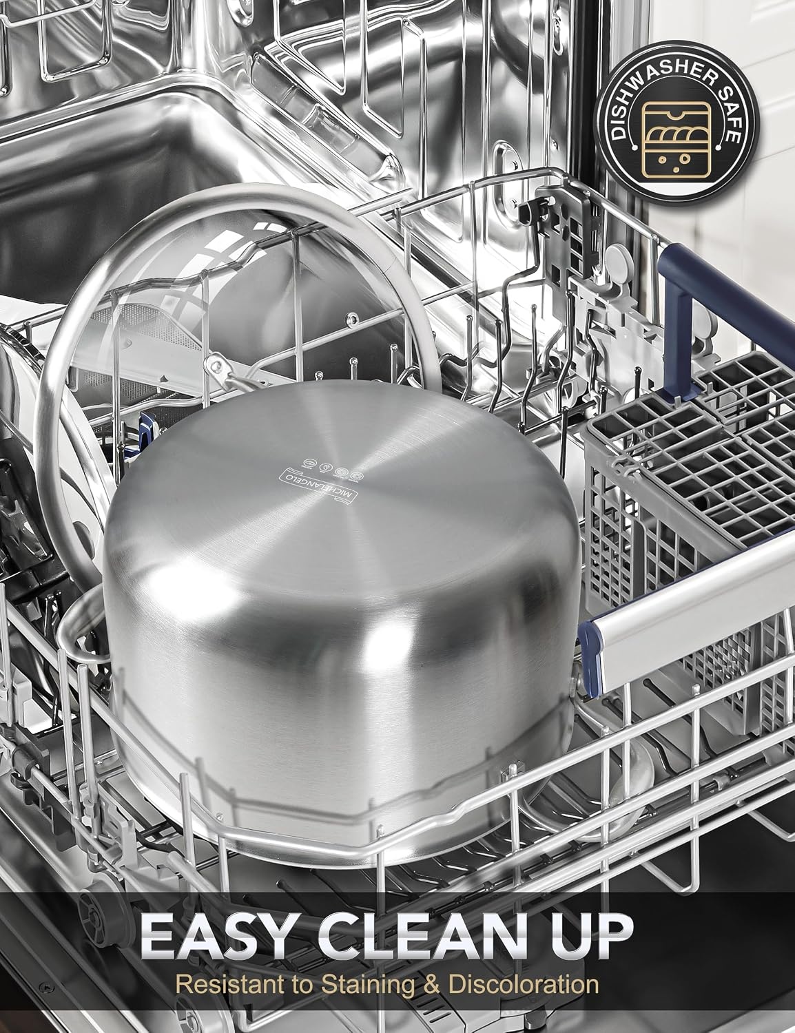 image:imageMICHELANGELO Triply Stainless Steel Stock Pot Heavy Duty Stockpot with Lid Nonstick Cooking Pot with Honeycomb Interior Induction Ready 10 Quart6Quart